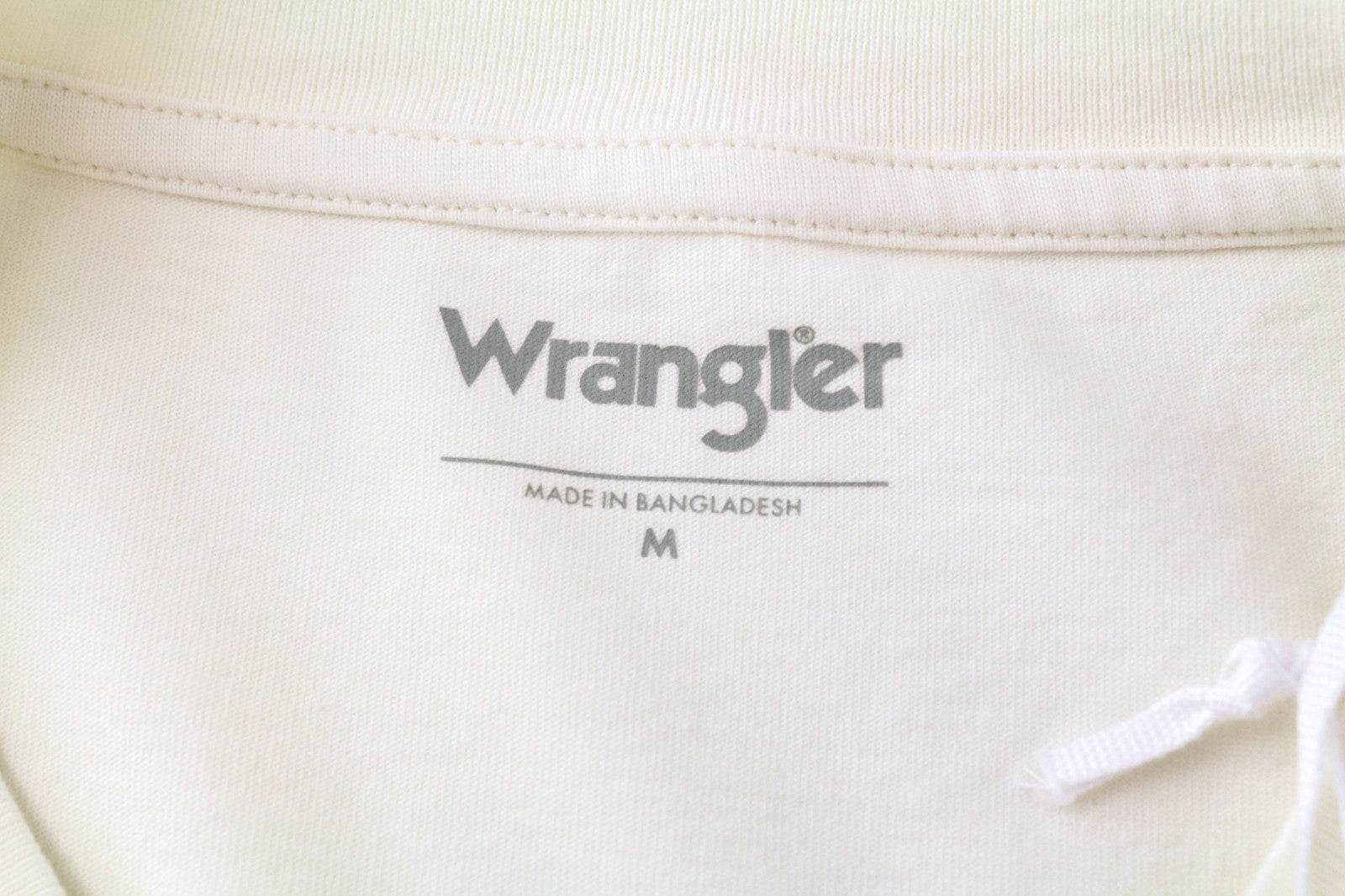WRANGLER Men T-Shirt M Off-White Pure Cotton Short Sleeved Pull On Logo Print