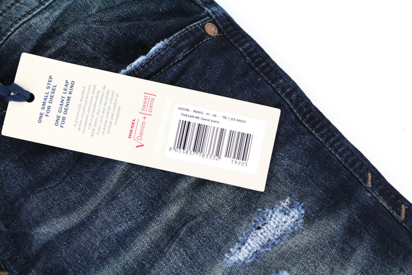 DIESEL Thavar-NE R060S Men Jeans W28 Sweat Jogg Slim Wash Cotton Stretch Blue
