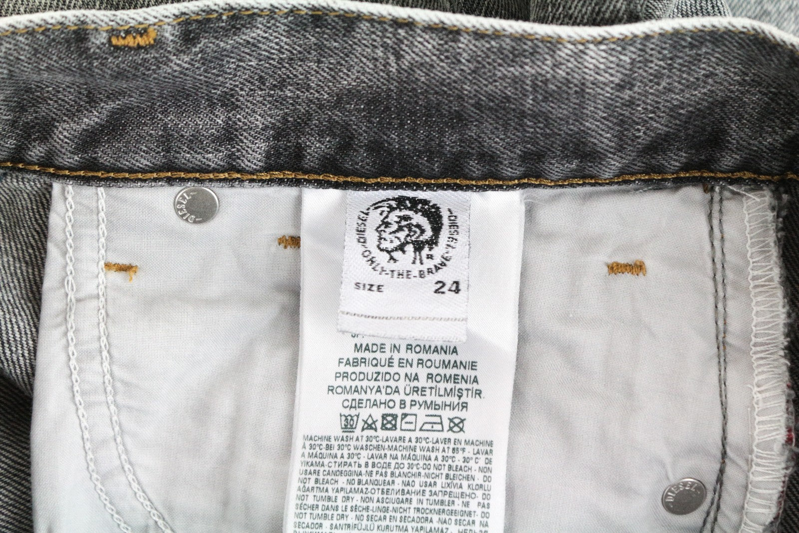 DIESEL Widee 8880X Women Jeans W24/L30 Straight Fit Pure Cotton Grey Girls