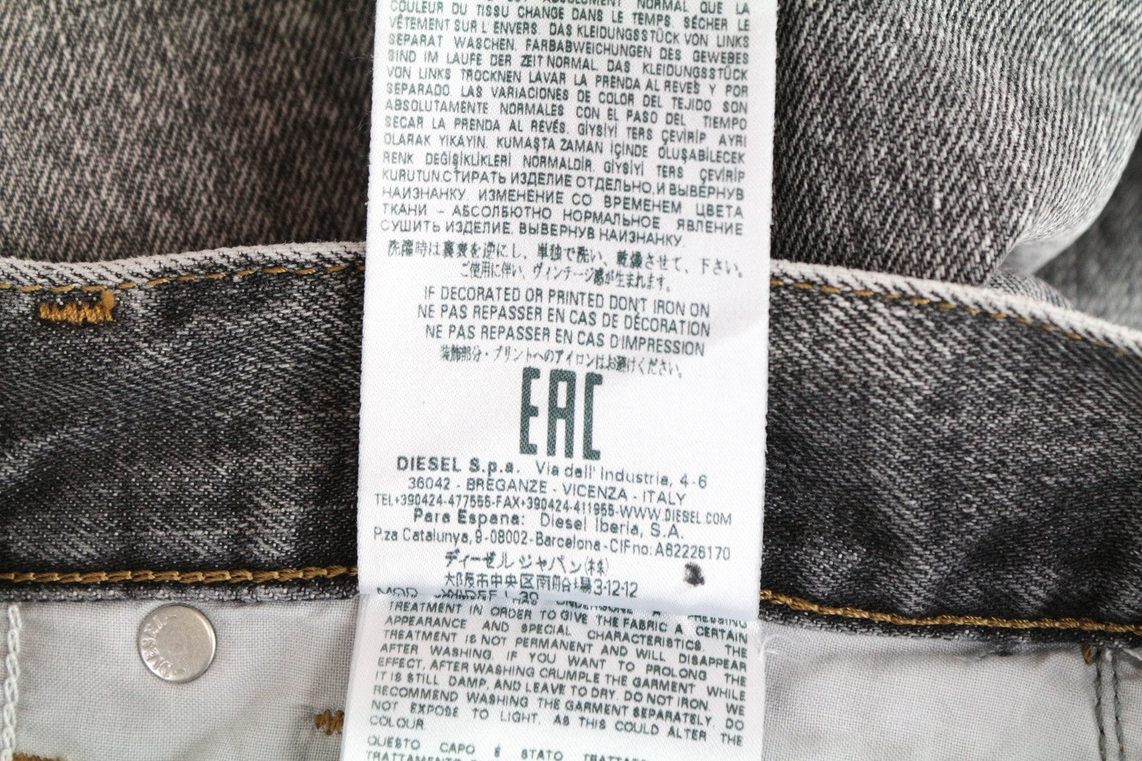 DIESEL Widee 8880X Women Jeans W24/L30 Straight Fit Pure Cotton Grey Girls