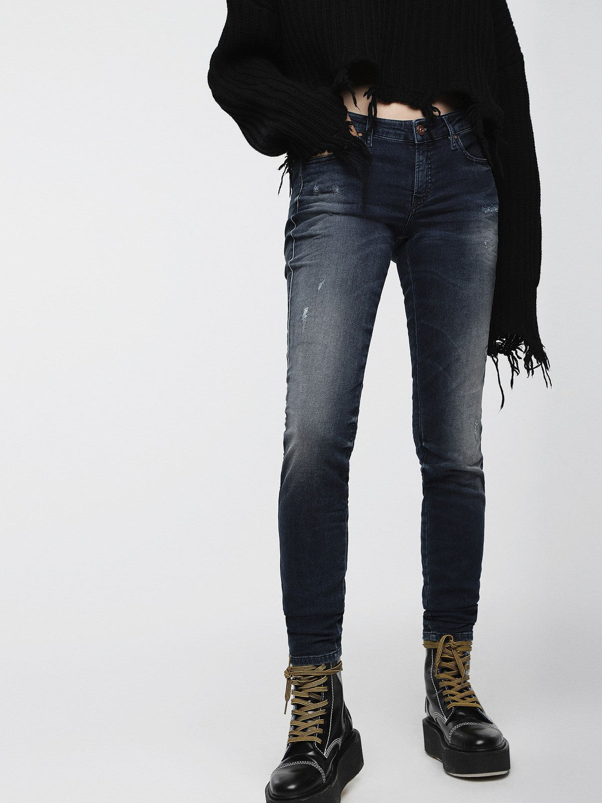 DIESEL Gracey-Ne 0686W Women Jeans W23 Sweat Jogg Slim Blue Cotton Stretch Girls