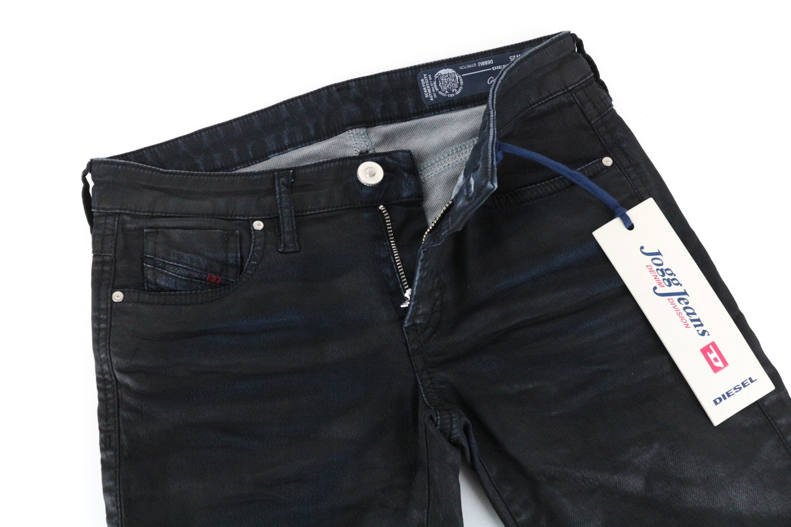 DIESEL Gracey-Ne 0688U Women Jeans W25 Sweat Jogg Slim Black Coated Stretch