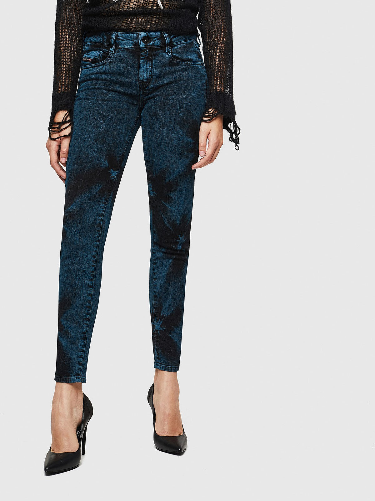 DIESEL D-Ollies-SP-NE 084AF Women Jeans W26 Sweat Jogg Slim Fit Blue Stretch