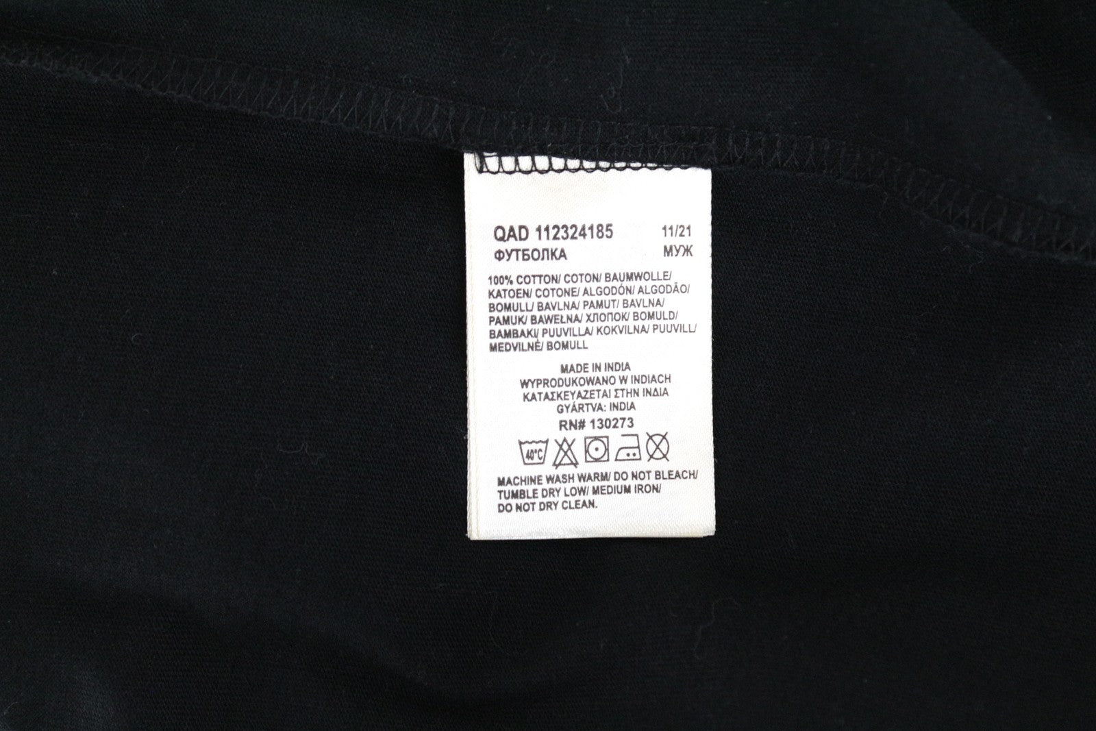 WRANGLER Men T-Shirt M Black Pure Cotton Short Sleeve Pull On Rainbow Logo