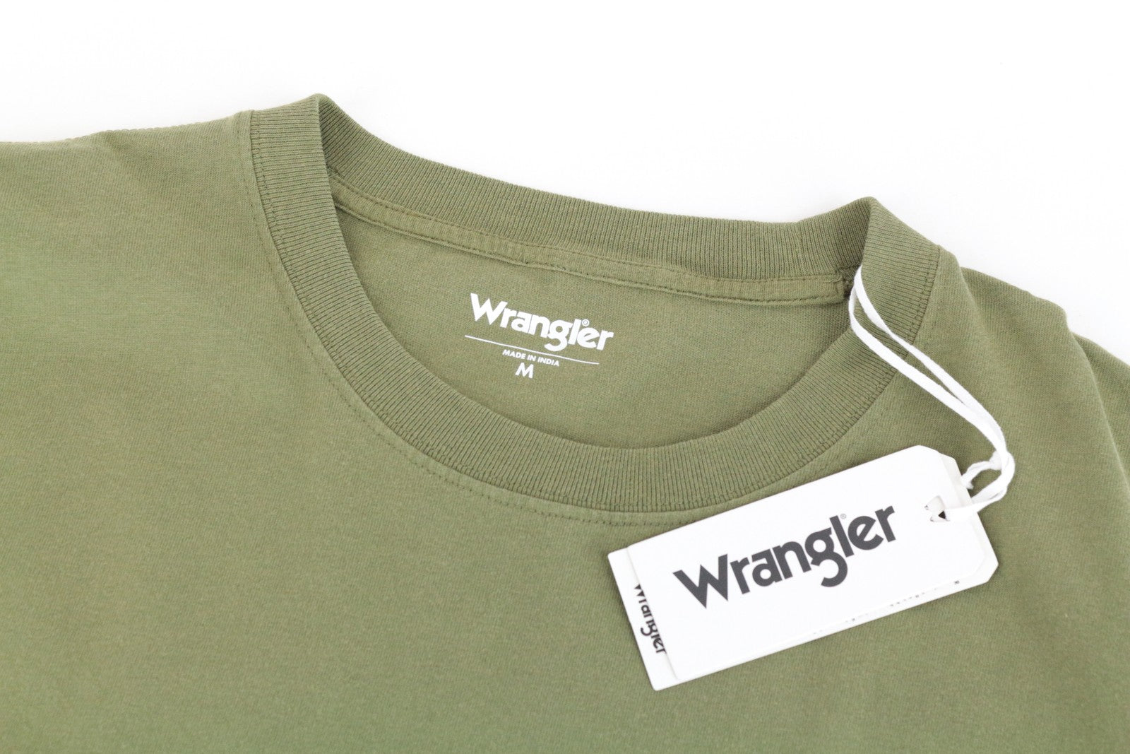 WRANGLER Men T-Shirt M Green Pure Cotton Short Sleeved Pull On Basic Casual