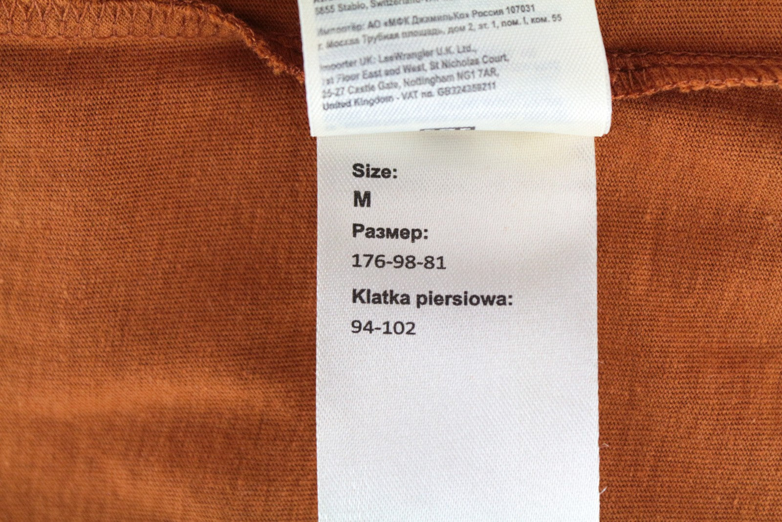 WRANGLER Men T-Shirt M Orange Pure Cotton Short Sleeved Pull On Casual