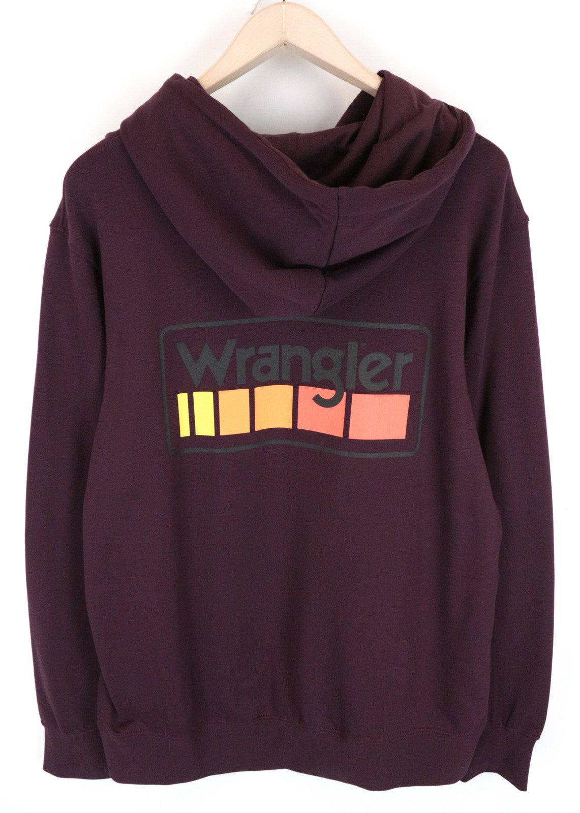 WRANGLER Men Sweatshirt M Purple Pure Cotton Long Sleeved Pull On Logo Hoodie