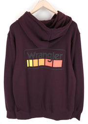 WRANGLER Men Sweatshirt M Purple Pure Cotton Long Sleeved Pull On Logo Hoodie