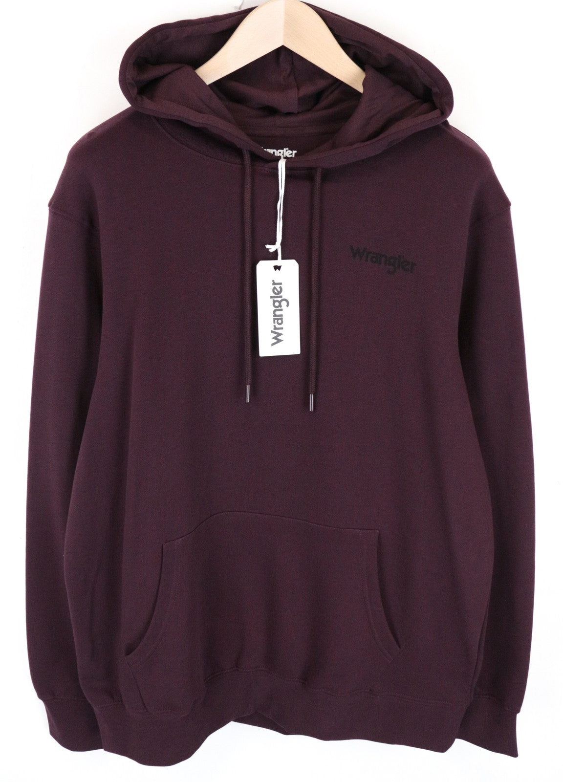 WRANGLER Men Sweatshirt M Purple Pure Cotton Long Sleeved Pull On Logo Hoodie