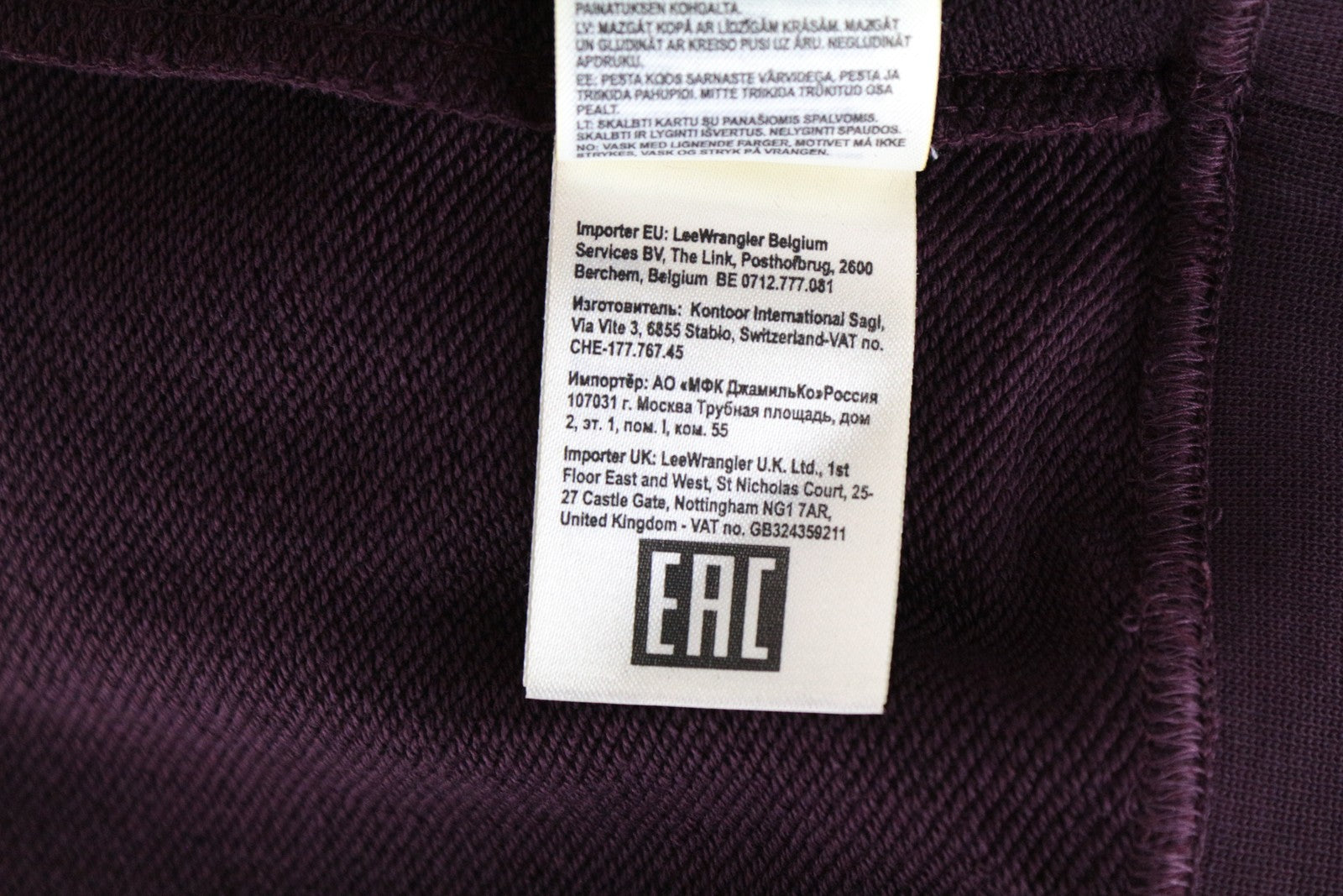 WRANGLER Men Sweatshirt M Purple Pure Cotton Long Sleeved Pull On Logo Hoodie