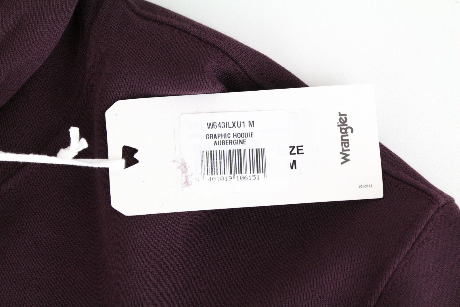 WRANGLER Men Sweatshirt M Purple Pure Cotton Long Sleeved Pull On Logo Hoodie