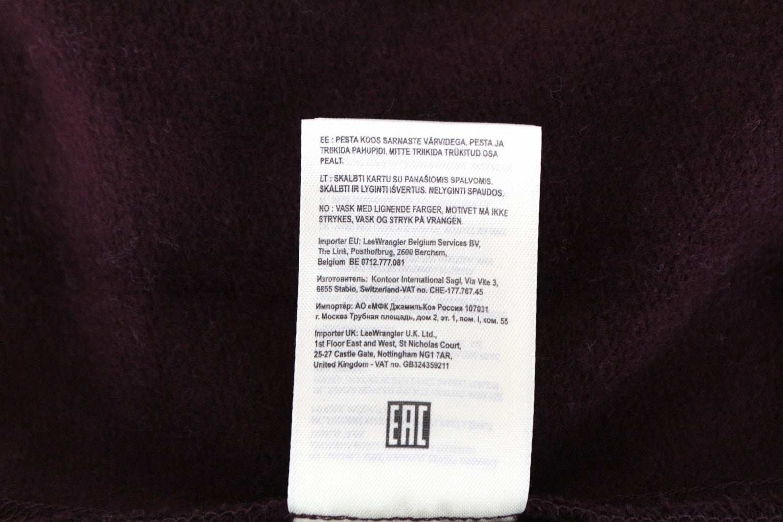 LEE Men Sweatshirt M Casual Long Sleeved Pull On Purple Pure Cotton