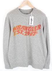 WRANGLER Men Sweatshirt M Grey Cotton Blend Long Sleeved Pull On Casual