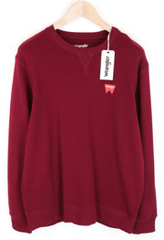WRANGLER Men Sweatshirt M Casual Long Sleeved Pull On Red Pure Cotton