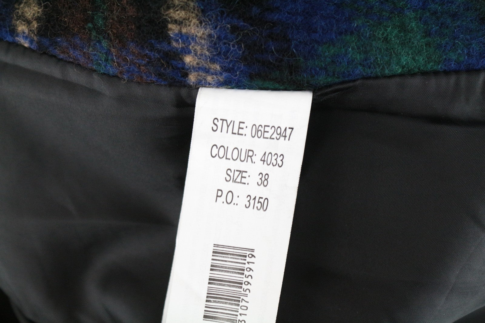 DESIGUAL Women Jacket 38 M Blue Wool Blend Checked Single-Breasted Long Sleeve