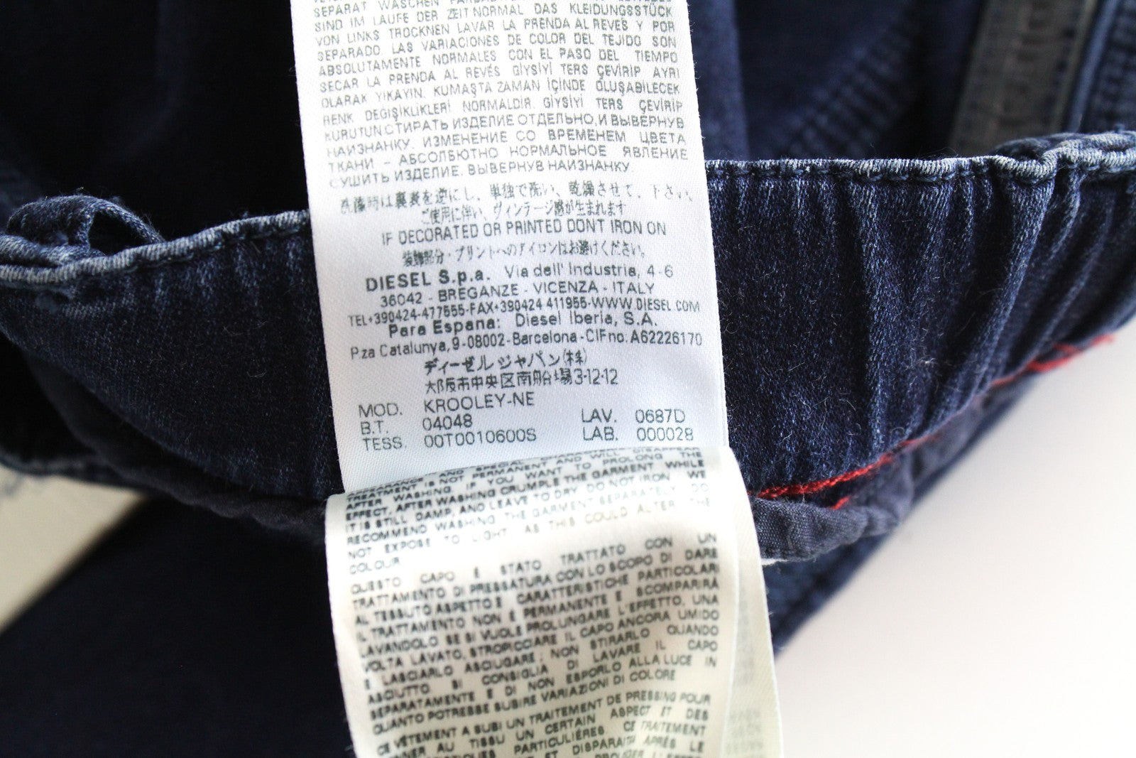 DIESEL Krooley-NE 0687D Men Jeans W28 Slim Carrot Fit Blue Jogg Sweat Stretch