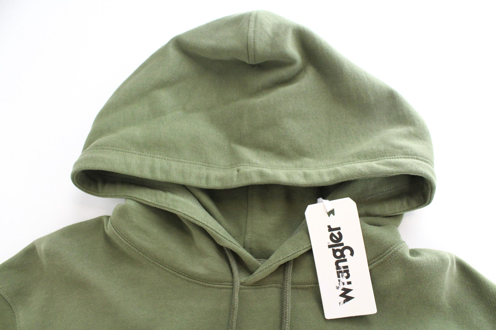 WRANGLER Slogan Men Sweatshirt M Deep Lichen Green Hooded Slogan Hoodie Fleece