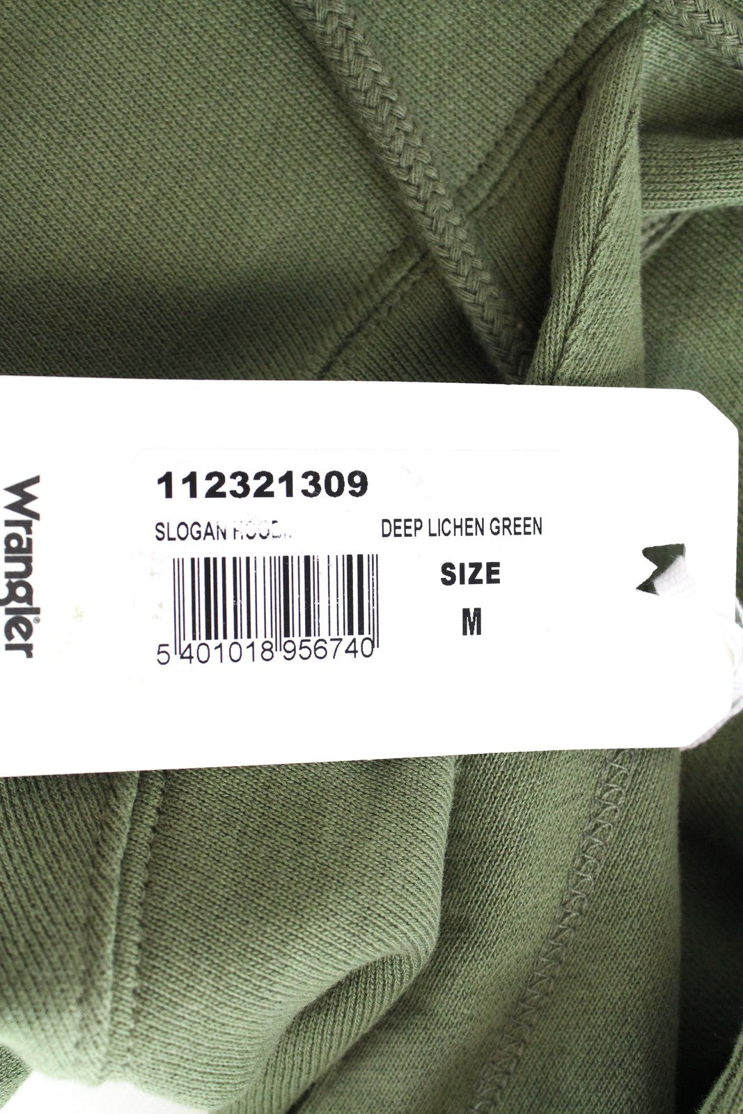 WRANGLER Slogan Men Sweatshirt M Deep Lichen Green Hooded Slogan Hoodie Fleece