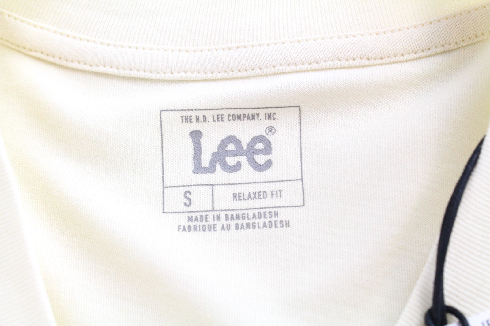 LEE Women T-Shirt S Relaxed Fit Ecru Crew Neck Super Loose Logo Jersey Graphic