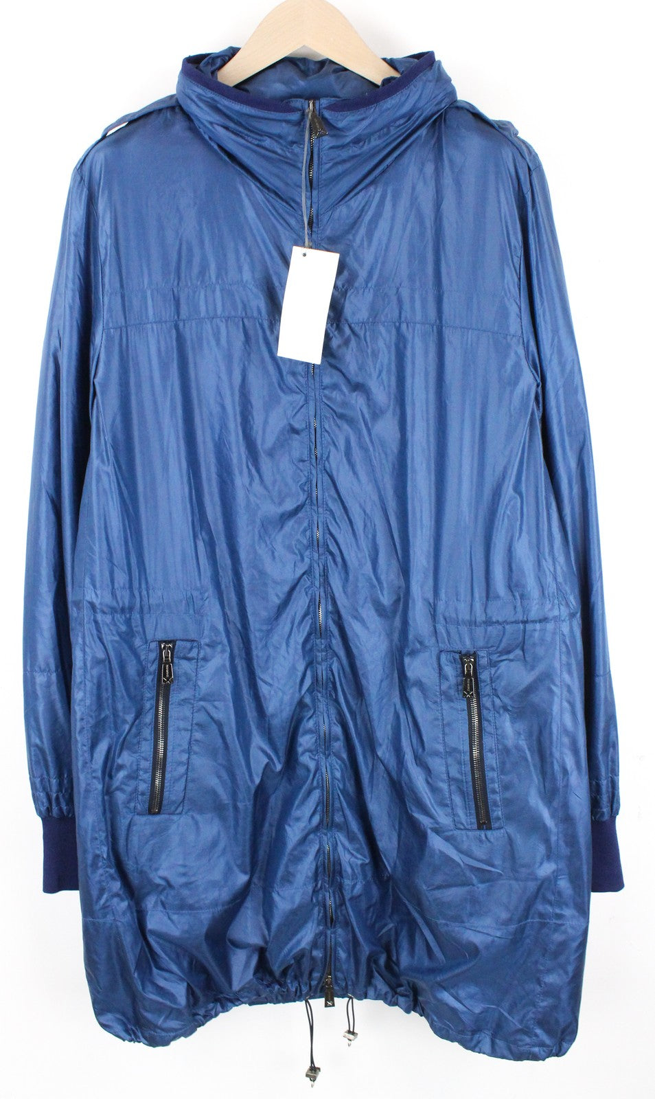 RICHMOND Men Jacket IT48 Mid-Blue Lightweight Softshell Mid-Length Rain Hooded