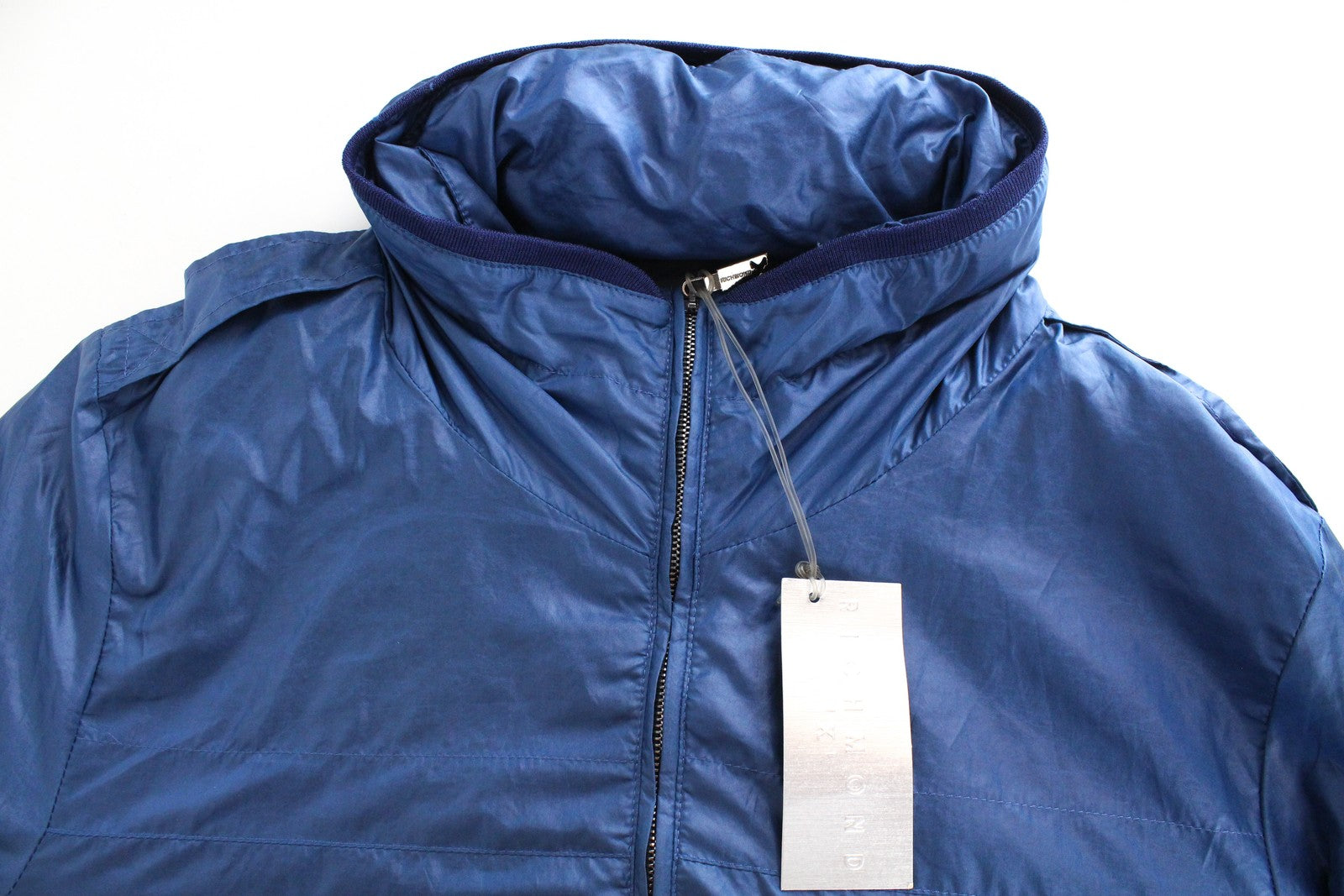 RICHMOND Men Jacket IT48 Mid-Blue Lightweight Softshell Mid-Length Rain Hooded