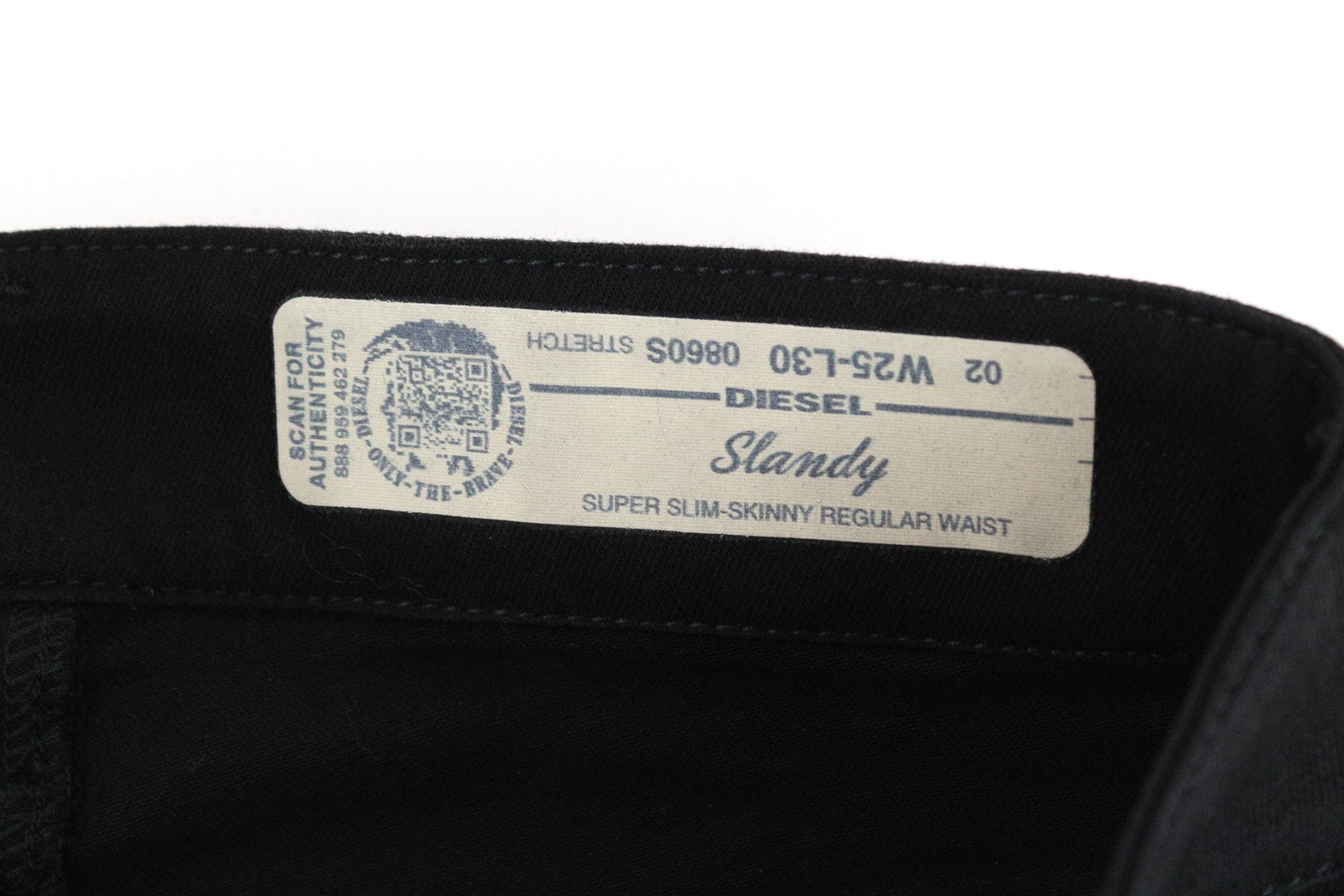 DIESEL Slandy 0860S Women Jeans W25/L30 Super Slim Skinny Black Cotton Stretch