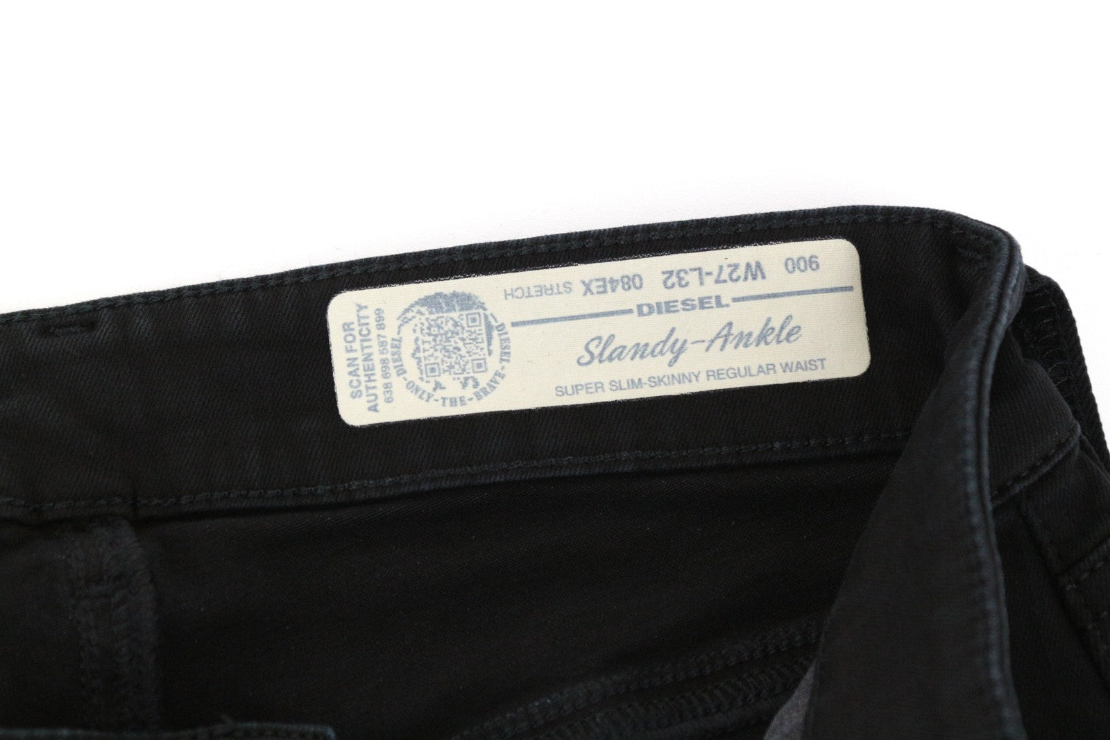 DIESEL Slandy-Ankle 084EX Women Jeans W27/L32 Super Slim Skinny Black Stretch