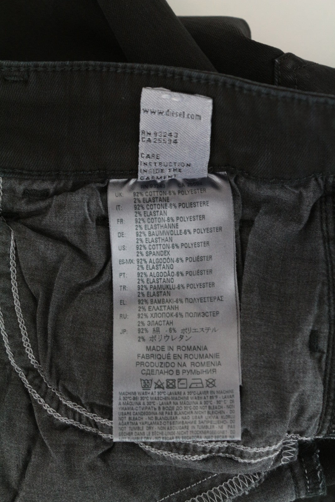 DIESEL Slandy-Ankle 084EX Women Jeans W33/L32 Super Slim Skinny Black Distressed