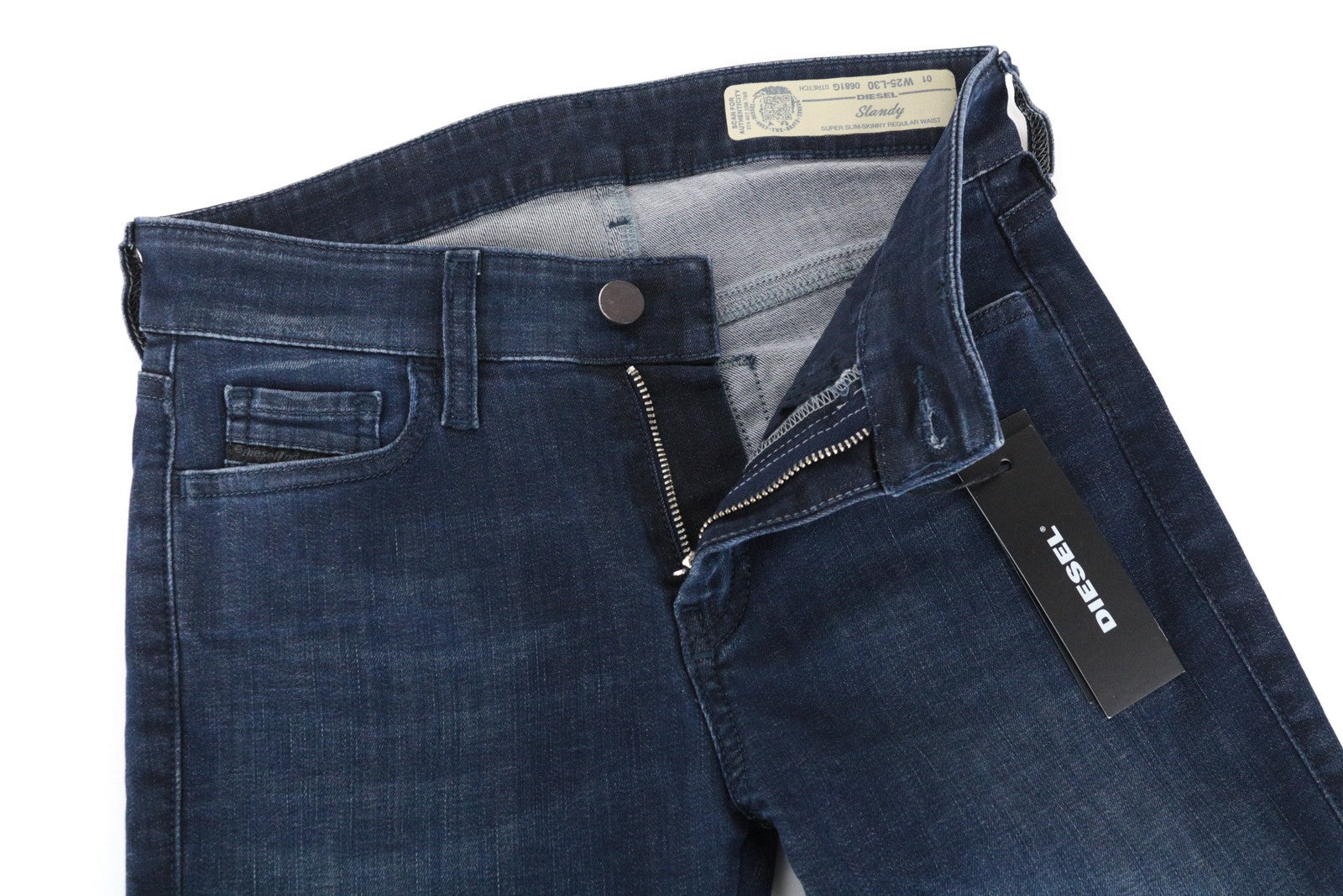 DIESEL Slandy 0681G Women Jeans W25/L30 Super Slim-Skinny Fit Blue Stretch
