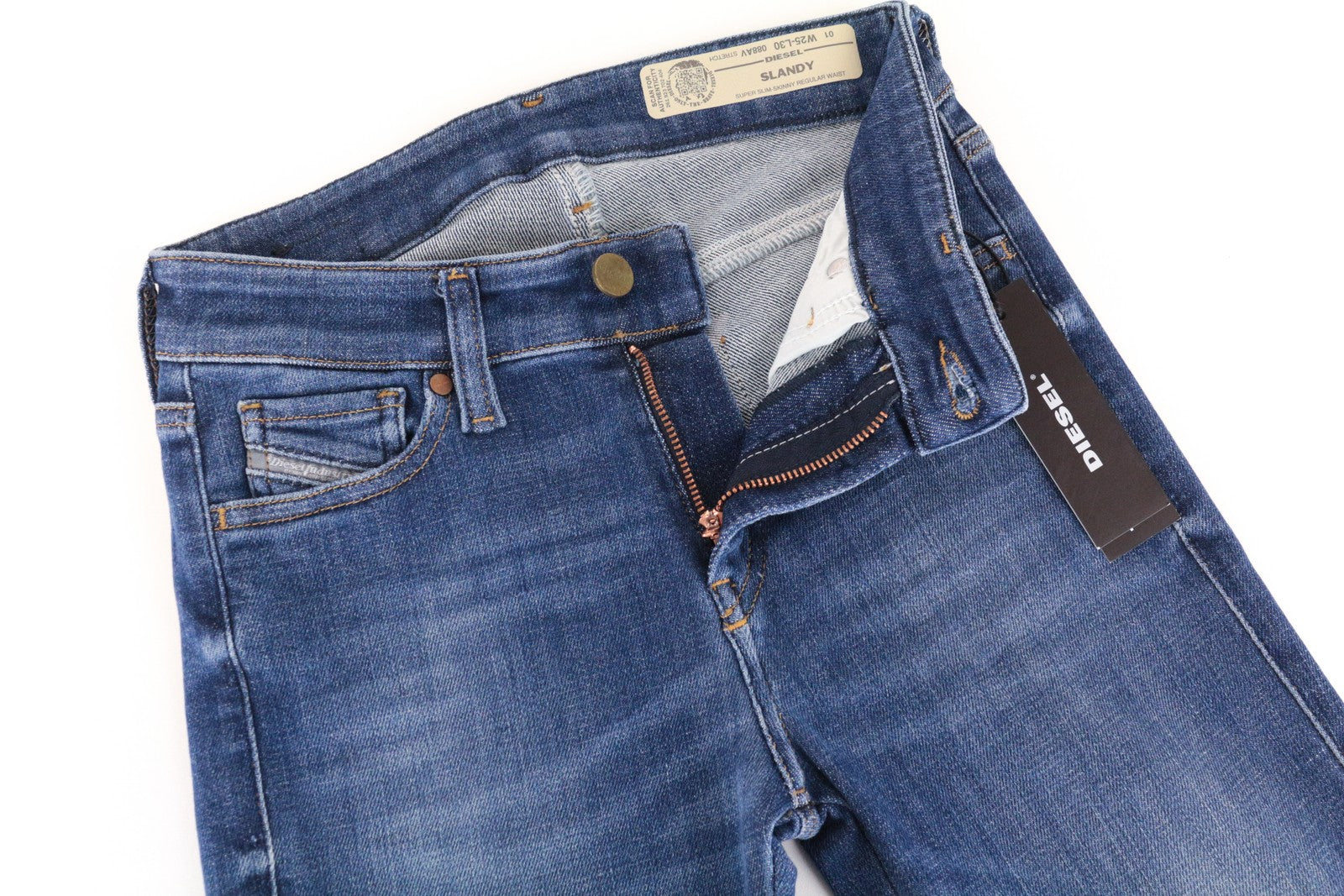 DIESEL Slandy 088AV Women Jeans W25/L30 Super Slim Skinny Blue Cotton Stretch