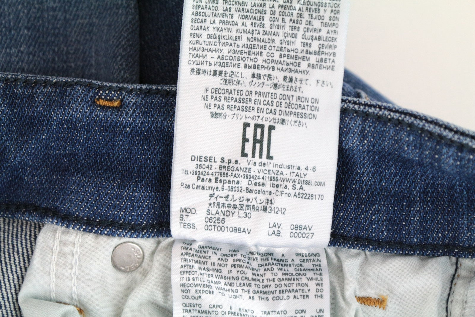 DIESEL Slandy 088AV Women Jeans W25/L30 Super Slim Skinny Blue Cotton Stretch