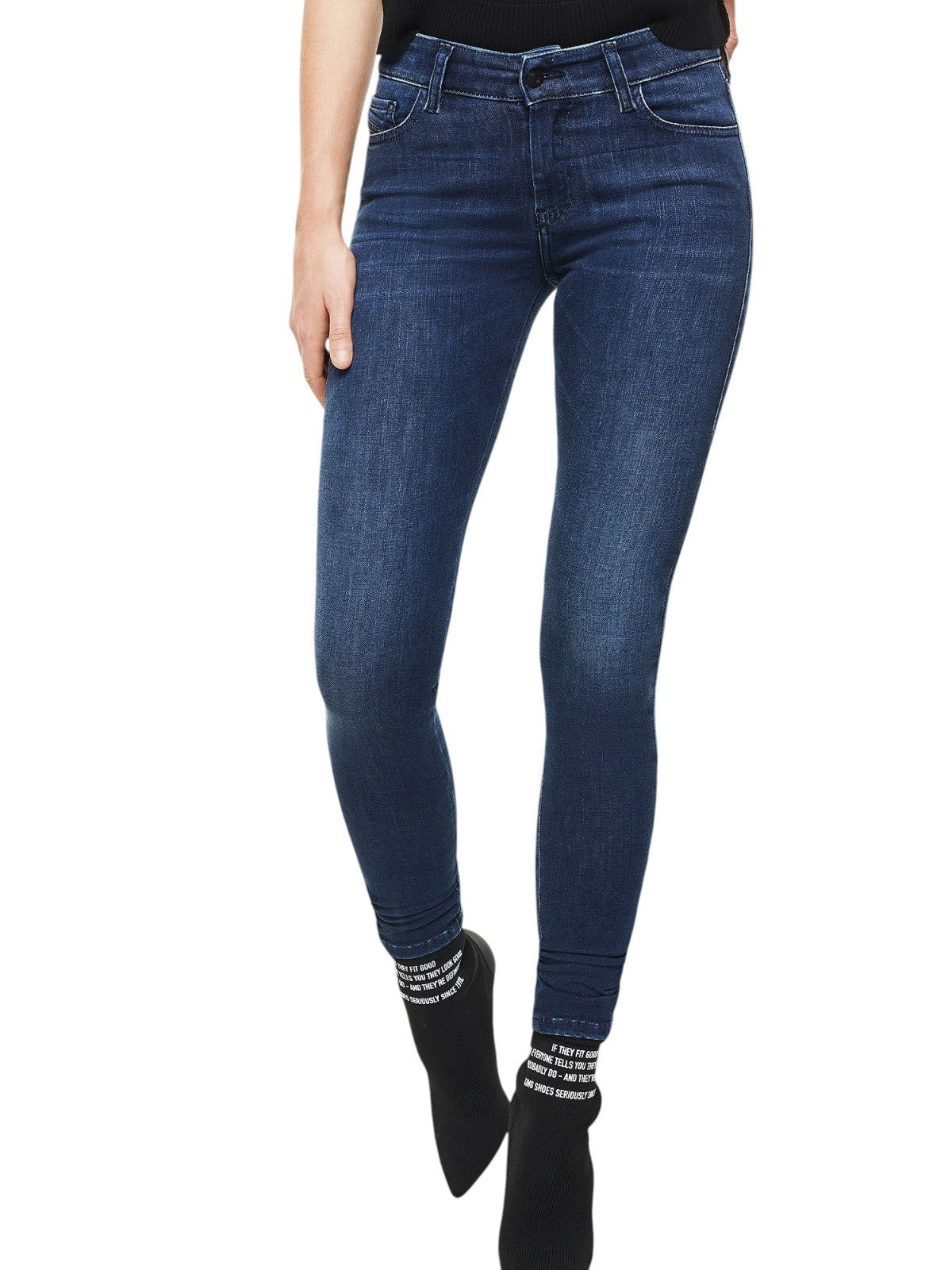 DIESEL Slandy 0890K Women Jeans W25/L32 Super Slim-Skinny Blue Cotton Stretch