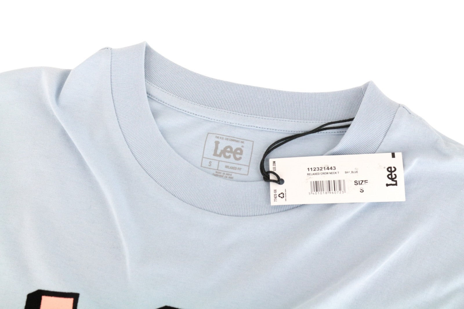 LEE Men T-Shirt S Short Sleeved Pull On Blue Pure Cotton Relaxed Fit Casual