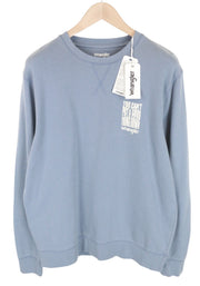 WRANGLER Men Sweatshirt M Washed Blue Pure Cotton Pull On Long Sleeved