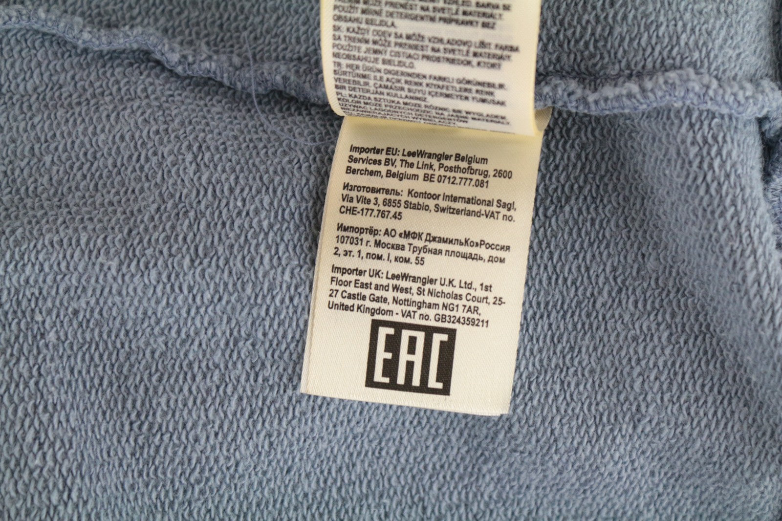 WRANGLER Men Sweatshirt M Washed Blue Pure Cotton Pull On Long Sleeved