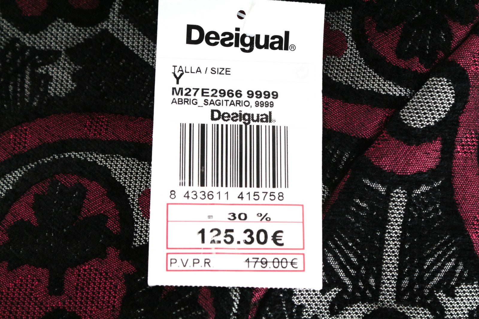 DESIGUAL Sagitario Women Coat ~38 M Red Grey Single-Breasted Zipped Belted Lined