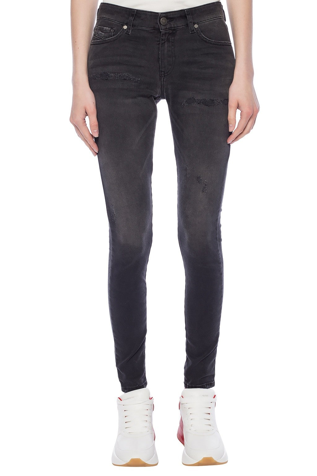 DIESEL Slandy 069GI Women Jeans W24/L32 Super Slim Skinny Grey Stretch Girls