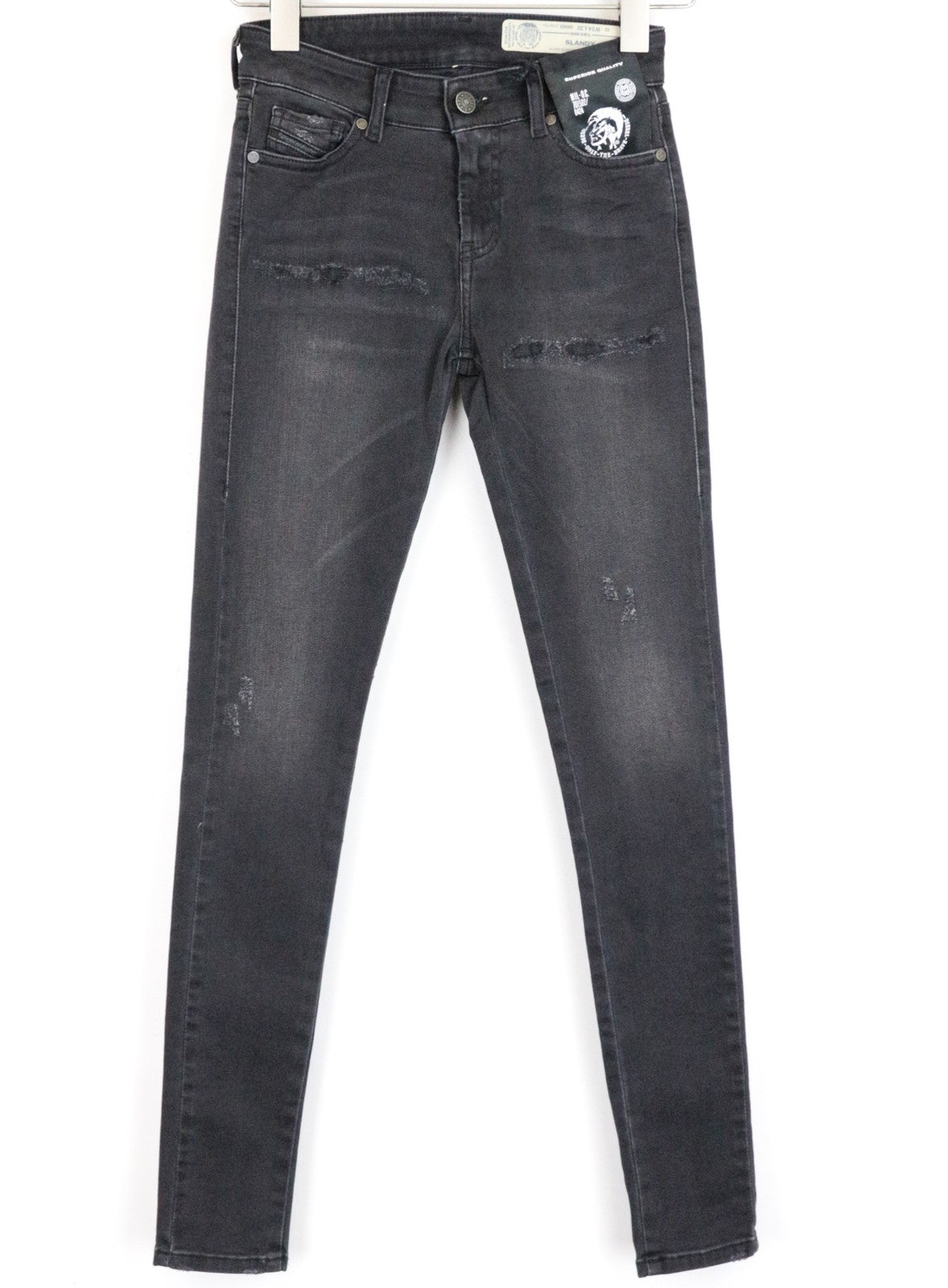 DIESEL Slandy 069GI Women Jeans W24/L32 Super Slim Skinny Grey Stretch Girls