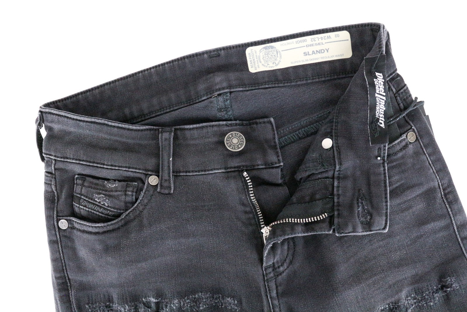 DIESEL Slandy 069GI Women Jeans W24/L32 Super Slim Skinny Grey Stretch Girls