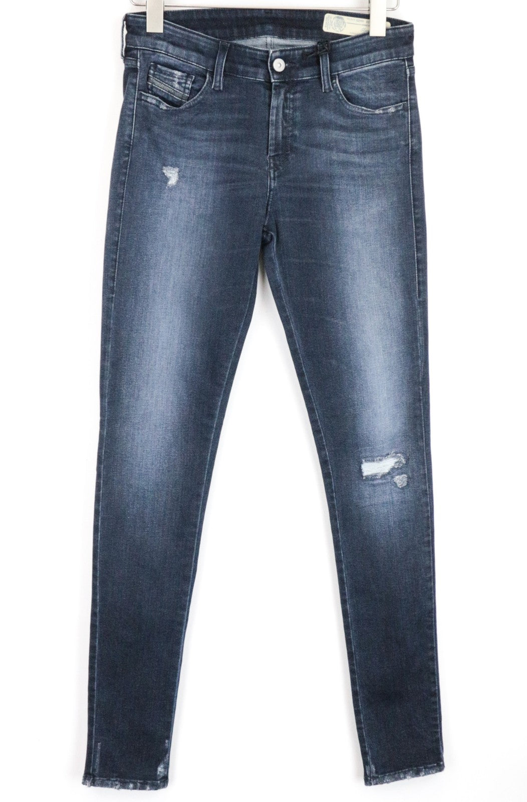 DIESEL Slandy 084ZD Women Jeans W30/L34 Super Slim Skinny Blue Ripped Stretch