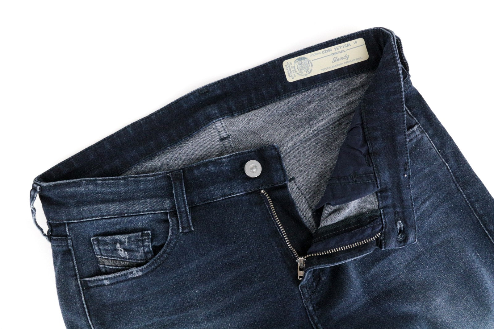DIESEL Slandy 084ZD Women Jeans W31/L34 Super Slim-Skinny Blue Cotton Stretch