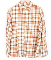 WRANGLER Men Shirt M Orange Pure Cotton Checked Long Sleeved Flannel Button-Up