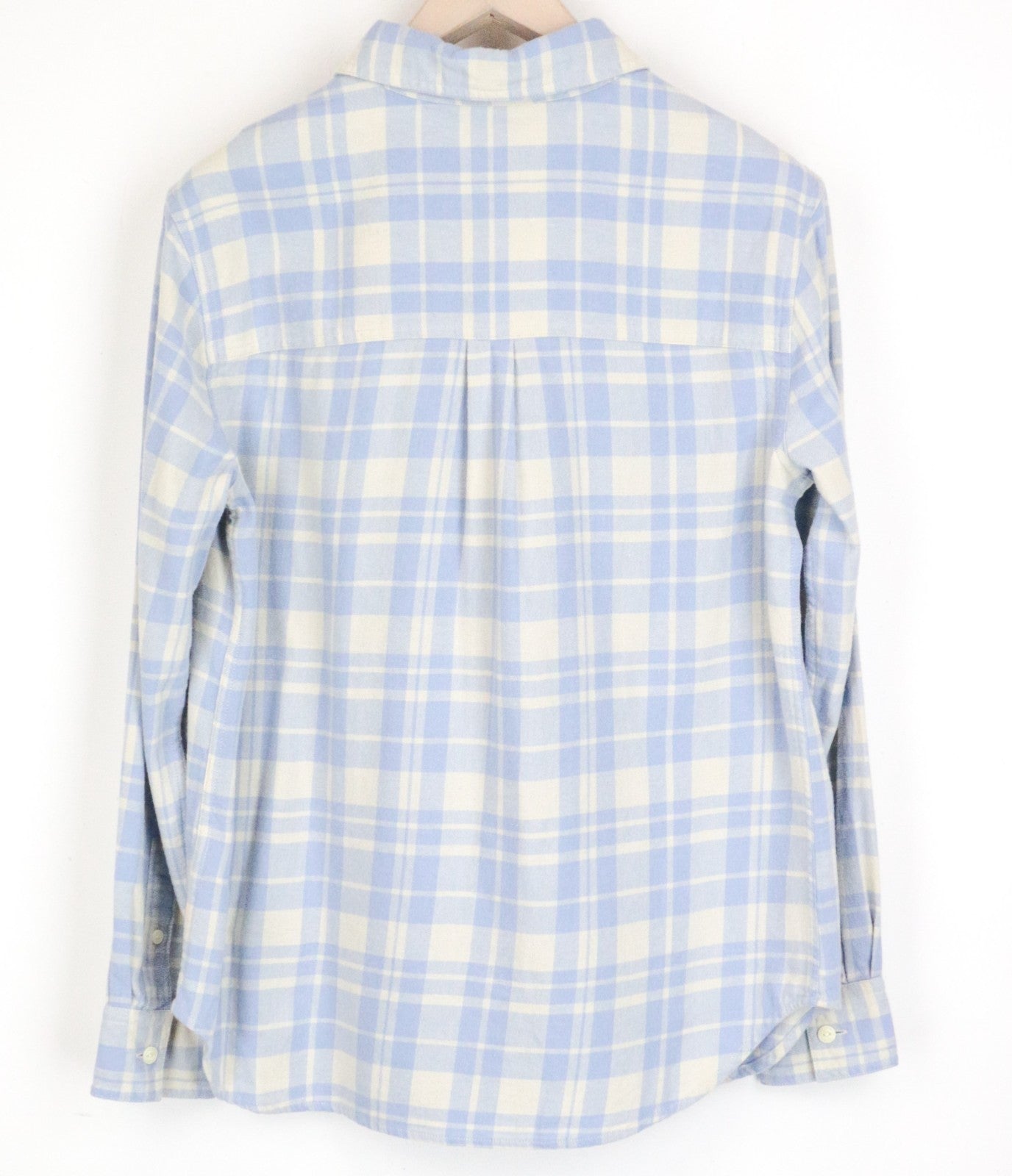 LEE Men Shirt S Blue Pure Cotton Checked Long Sleeved Button-Up Pocketed