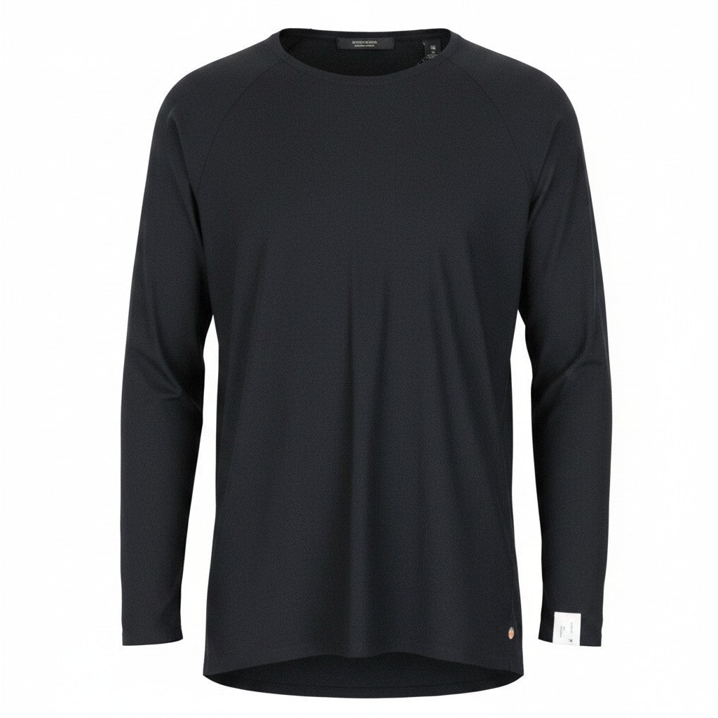 SCOTCH & SODA Ams Couture Men T-Shirt M Black Pure Cotton Long Sleeved Basic