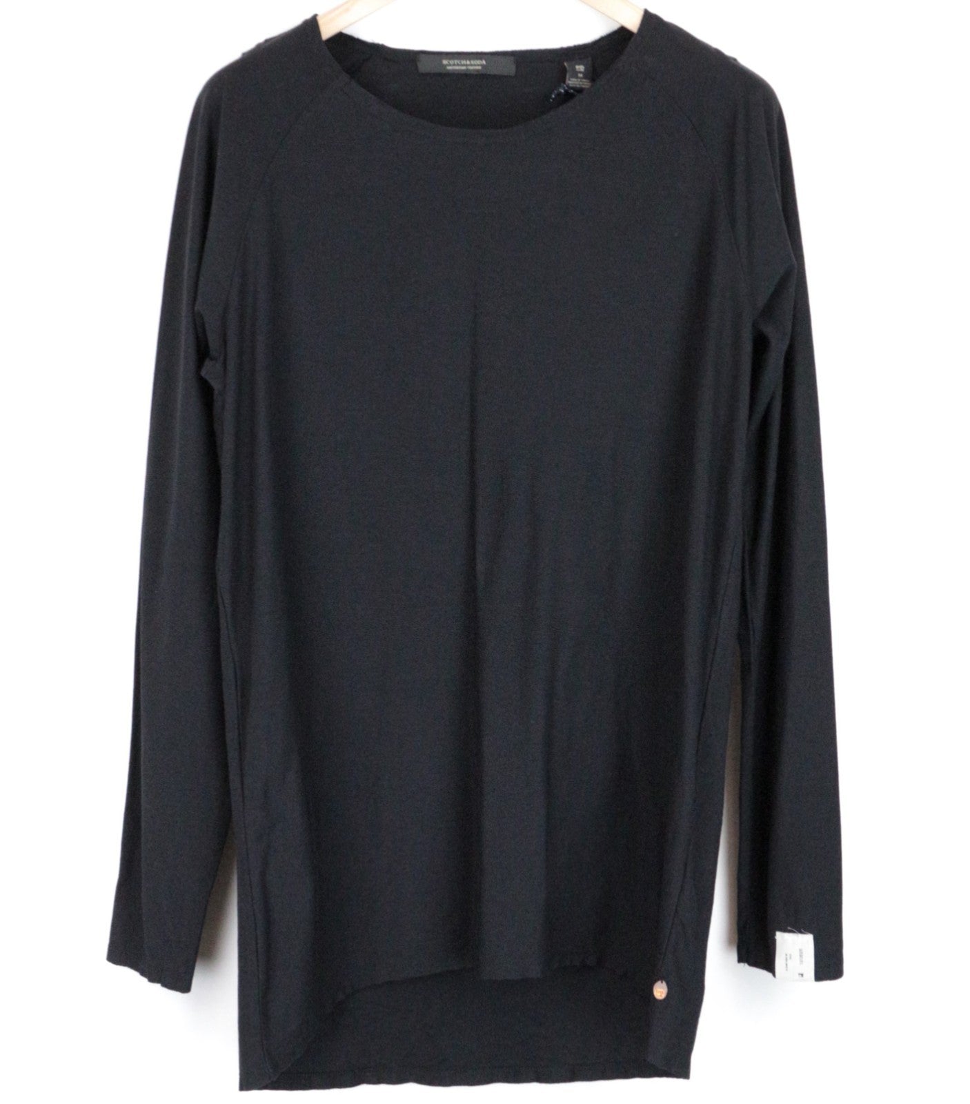 SCOTCH & SODA Ams Couture Men T-Shirt M Black Pure Cotton Long Sleeved Basic