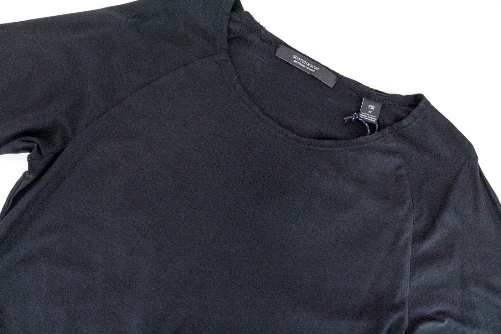SCOTCH & SODA Ams Couture Men T-Shirt M Black Pure Cotton Long Sleeved Basic
