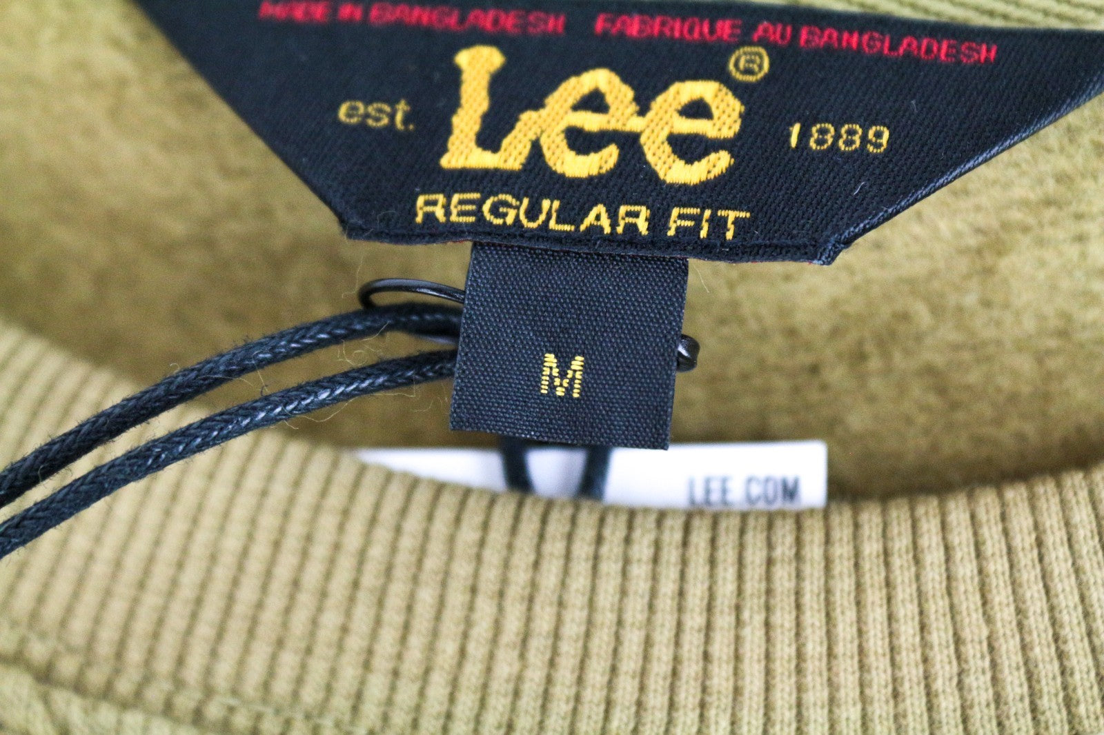 LEE Men Sweatshirt M Khaki Green Pure Cotton Long Sleeved Pull On Casual