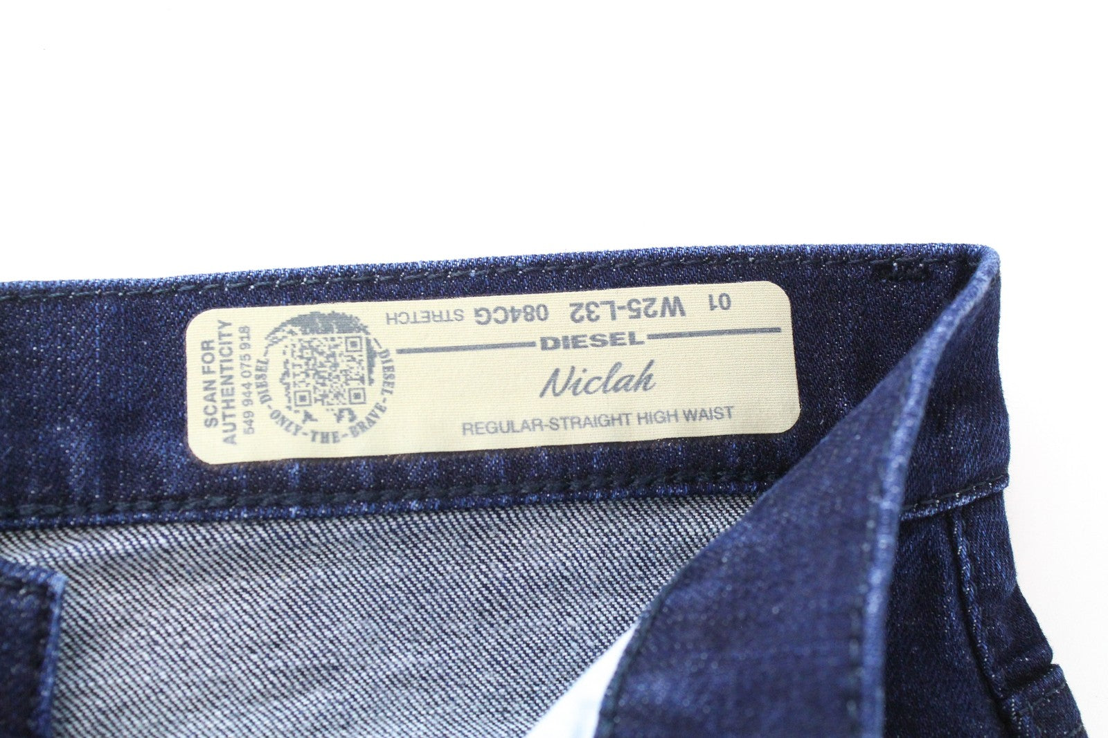 DIESEL Niclah 084CG Women Jeans W25/L32 Straight Blue Cotton Stretch High Waist