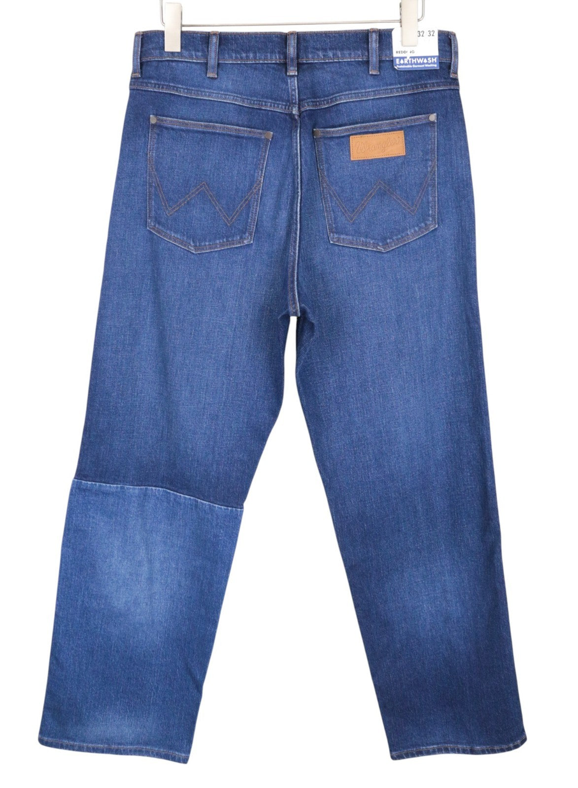 WRANGLER Redding Men Jeans W32/L32 Straight Fit Blue Cotton Stretch Patched