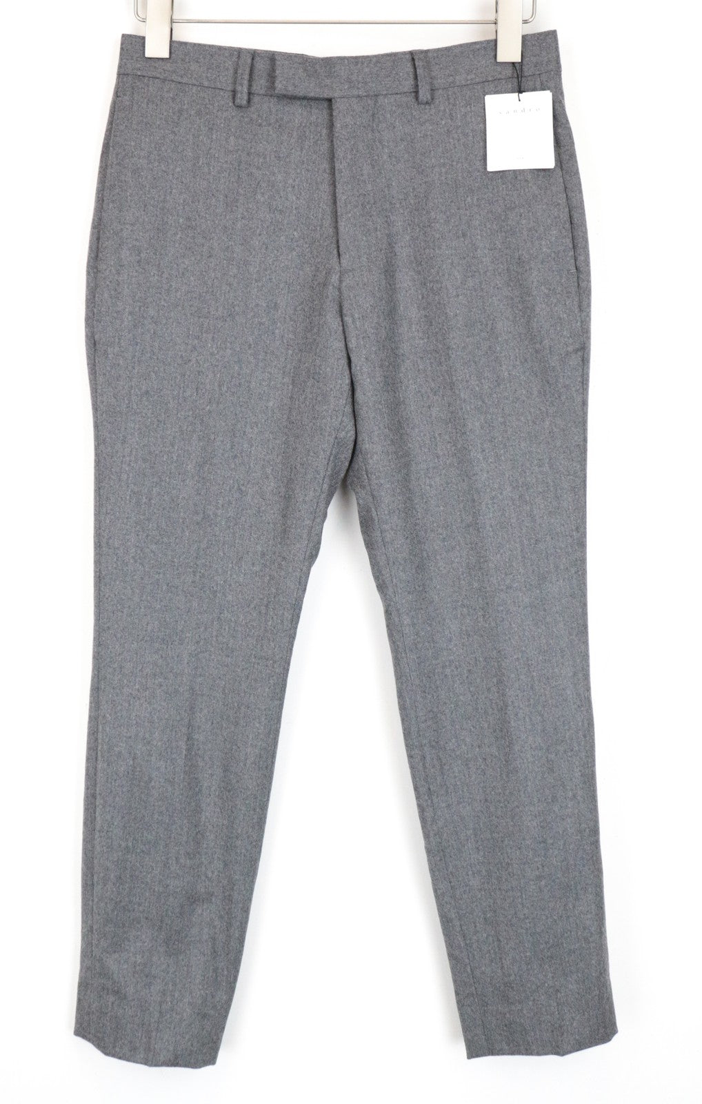 SANDRO Men Trousers 36 W30 Grey Pure Wool Pleated Front Classic Formal
